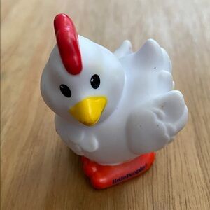Fisher Price Little People White Farm Easter Chicken Yellow Feet Vintage 1999